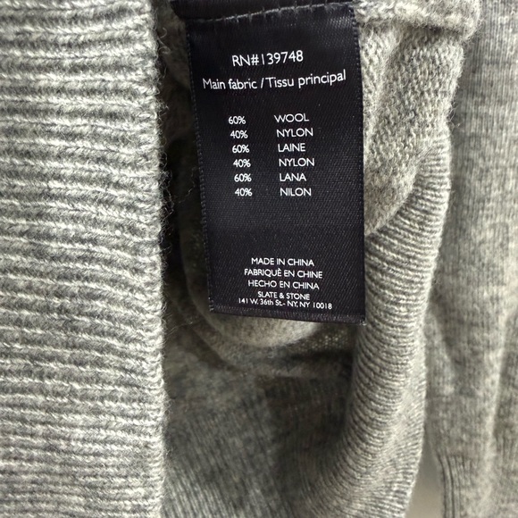 Slate & Stone Gray Wool Cable Knit Crew Sweater M - Picture 4 of 4